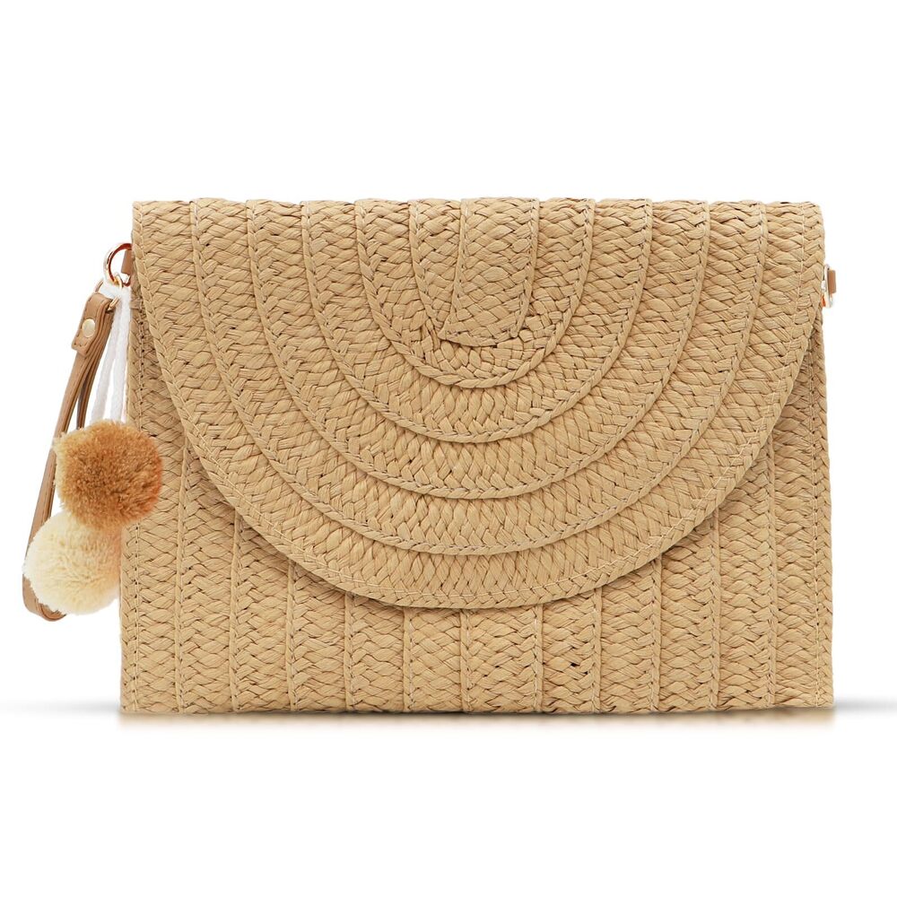 4456 Crossbody Bags , Straw Clutch Purses, Bohemian Handmade Woven Envelope